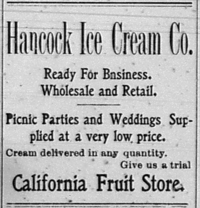 Newspaper ad - <i>Hancock Evening Journal</i> - 15 May 1902